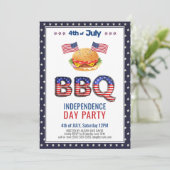 Red White Blue 4th of JULY BBQ Party Invitation Feestdagenkaart (Staand voorkant)