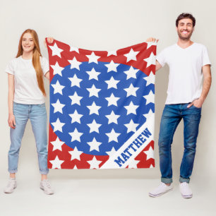 Red White Blue aangepaste naam met patriottische s Fleece Deken
