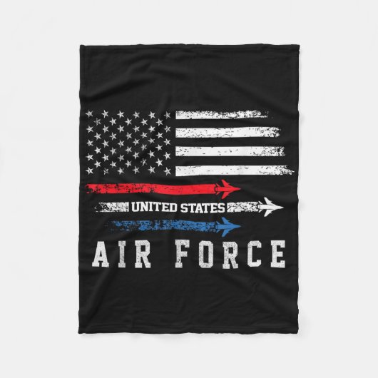 Red White Blue Air Force Flyover Prouted American Fleece Deken (Voorkant)