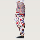 Red White Blue American Patriotic Modern Pattern Leggings (Links)
