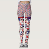 Red White Blue American Patriotic Modern Pattern Leggings (Voorkant)