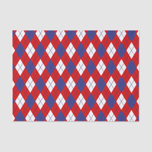 Red White Blue Argyle 1-WEEFSUE WRAPPINGPAPIER Tissuepapier (Voorkant)