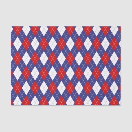 Red White Blue Argyle 2-TISSUE WRAPPING PAPER Tissuepapier (Voorkant)