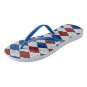 Red, White, Blue Argyle 4 Glitter Teenslippers (Schuin)