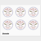 Red|White|Blue Baseball Theme Hartelijk dank Ronde Sticker (Vel)