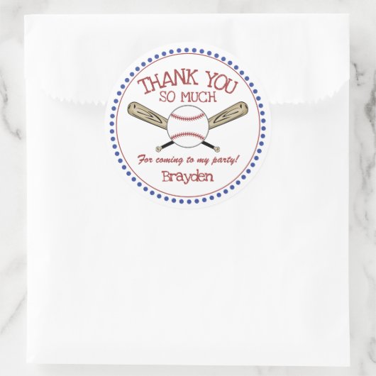 Red|White|Blue Baseball Theme Hartelijk dank Ronde Sticker (Tas)
