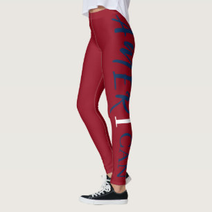 Red White Blue Black Woman African American Leggings