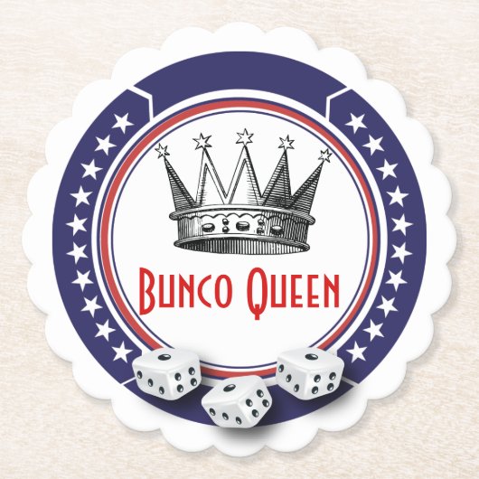 Red White Blue Bunco Queen Kartonnen Onderzetters (Voorkant)