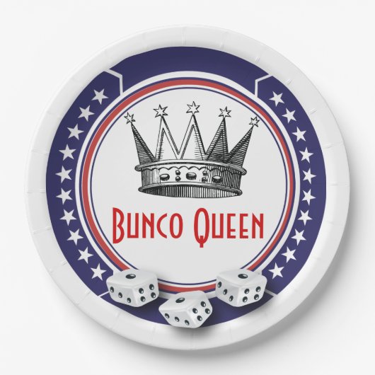 Red White Blue Bunco Queen Papieren Bordje (Voorkant)