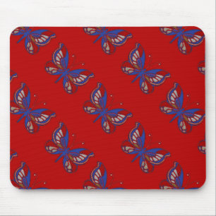 Red White Blue Butterfly-Red Mousepad Muismat