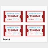 Red White Blue Carnaval Bedankt Ticket Sticker (Vel)