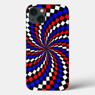 Red White Blue Checker Spiral door Kenneth Yoncich iPhone 13 Hoesje