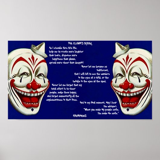 RED, WHITE & BLUE CLOWNS POSTER met CLOWN'S PRAYER (Voorkant)