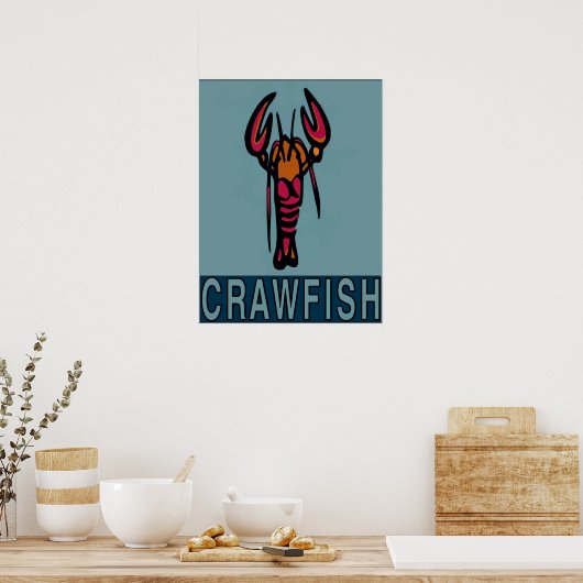 Red White Blue Crawfish Poster (Keuken)