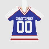 Red/White/Blue Custom Hockey Jersey Ornament (achterkant)
