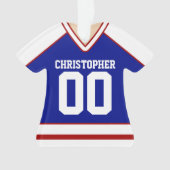Red/White/Blue Custom Hockey Jersey Ornament (voorkant)