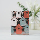 Red White Blue Decorative  Bird Houses Briefkaart (Staand voorkant)