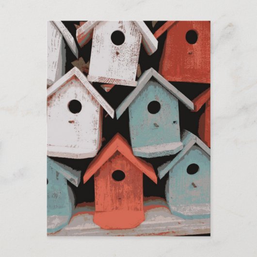 Red White Blue Decorative  Bird Houses Briefkaart (Voorkant)