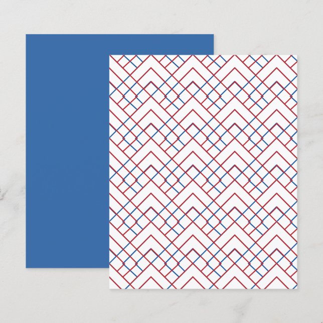 Red White Blue Diamond Grid Scrapbook Paper (Voorkant / Achterkant)