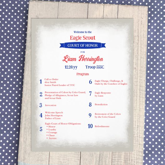 Red, White, Blue Eagle Court of Honor Program Flyer