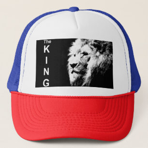 Red White Blue Elegant Moderne Pop Art Lion Head Trucker Pet