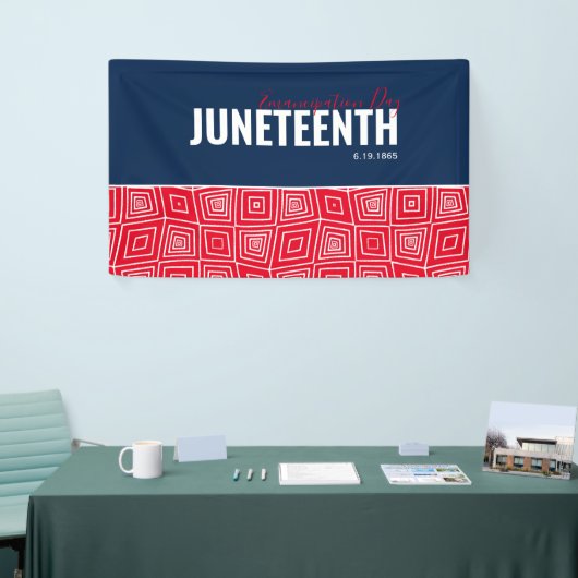 Red White Blue Emancipation Day June 19 JUNETEENTH Spandoek (Beurs)