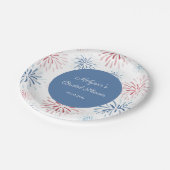 Red White Blue Fireworks Couples Shower Cookout Papieren Bordje (Gekanteld)