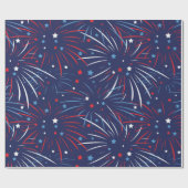Red White Blue Fireworks-sterren Cadeaupapier (Vlak)