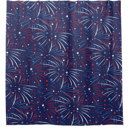 Red White Blue Fireworks-sterren Douchegordijn (Voorkant)