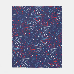 Red White Blue Fireworks-sterren Fleece Deken