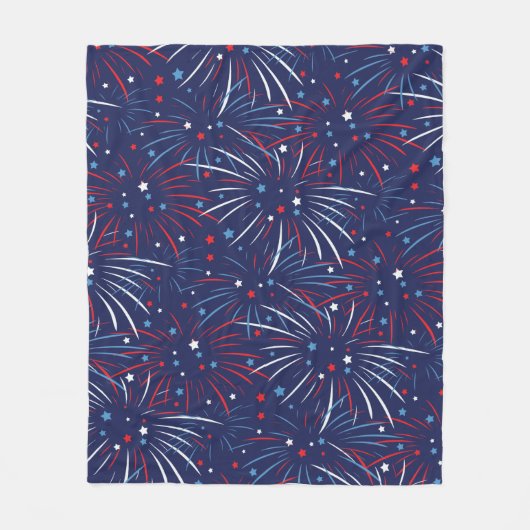 Red White Blue Fireworks-sterren Fleece Deken (Voorkant)