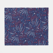 Red White Blue Fireworks-sterren Fleece Deken (Voorkant (Horizontaal))