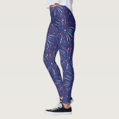 Red White Blue Fireworks-sterren Leggings (Links)