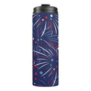 Red White Blue Fireworks-sterren Thermosbeker
