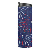 Red White Blue Fireworks-sterren Thermosbeker (Geroteerd rechts)