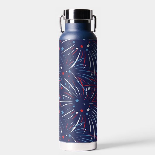 Red White Blue Fireworks-sterren Waterfles (Voorkant)
