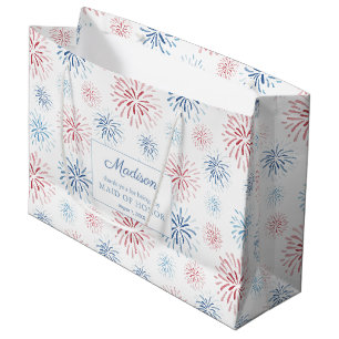 Red White Blue Fireworks Wedding Party Bedankt Groot Cadeauzakje