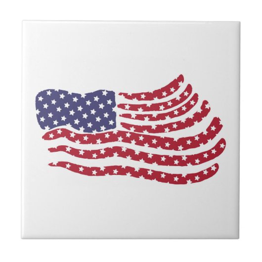 Red White Blue Flag Design Ceramic Tegel Tegeltje (Voorkant)