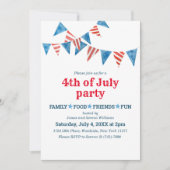 Red White Blue Flags 4th of Juli Party Invitation Kaart (Voorkant)