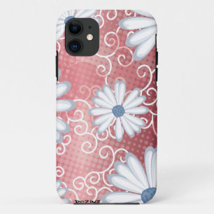 Red White Blue Floral Tribal Daisy Tattoo Pattern iPhone 11 Hoesje