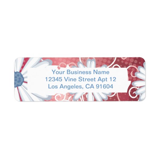 Red White Blue Floral Tribal Daisy Tattoo Pattern Etiket (Voorkant)