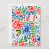Red White Blue Floral Weddenschap Dinner Kaart (Achterkant)