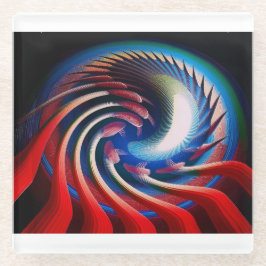 Red White Blue Fractal With Claws & Spikes Glazen Onderzetter