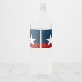 Red White Blue Glitter American Campaign Sjabloon Waterfles Etiket (Achterkant)
