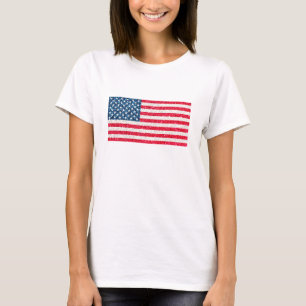 Red White Blue Glitter Patriotic American USA Vlag T-shirt
