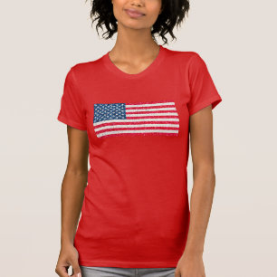 Red White Blue Glitter Patriotic American USA Vlag T-shirt