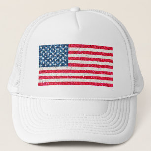 Red White Blue Glitter Patriotic American USA Vlag Trucker Pet
