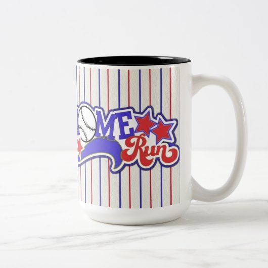Red White & Blue Home Run Baseball Stried Mug (Droit)