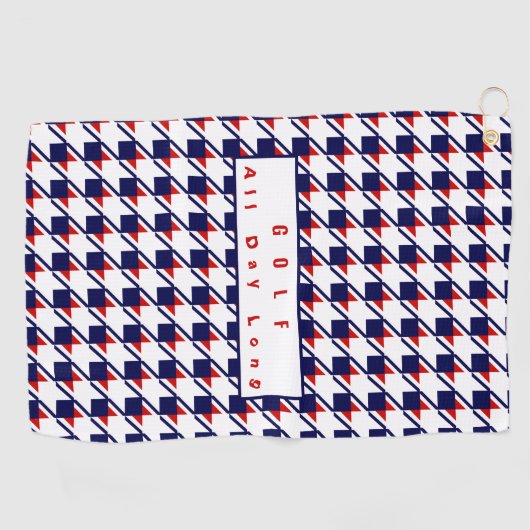 Red White Blue Houndstooth Golfhanddoek (Horizontaal)
