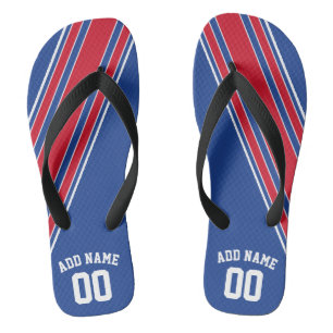 Red White Blue Jersey Stripes /Can geeft achtergro Teenslippers